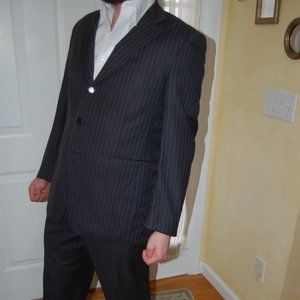 Dormeuil Wool Custom Grey Pin Stripe Suit